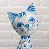 Сувенир «Кошка с синей росписью», 9×4.5×30 см, дерево