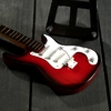 Гитара сувенирная Ibanez, на подставке, 24×8×2 см, красно-белая