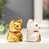 Набор фигурок керамика «Кот Манэки-нэко белый и золотой», 2 шт., 5×3.3×3 см