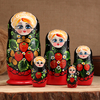 Матрёшка дерево «Земляничка», красное платье, 5 кукольная, 15 см