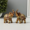 Фигурка полистоун «Африканский слон в золотой, ажурной попоне», 8.5×7×3 см, МИКС