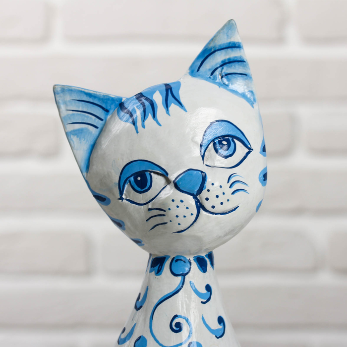 Сувенир «Кошка с синей росписью», 9×4.5×30 см, дерево