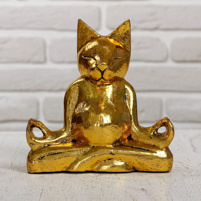 Сувенир «Кот йог», 15×6.5×15 см, дерево
