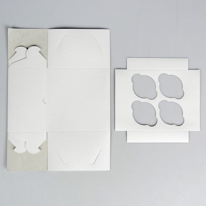 Упаковка для капкейков на 4 шт., без окна, белая 16×16×10 см