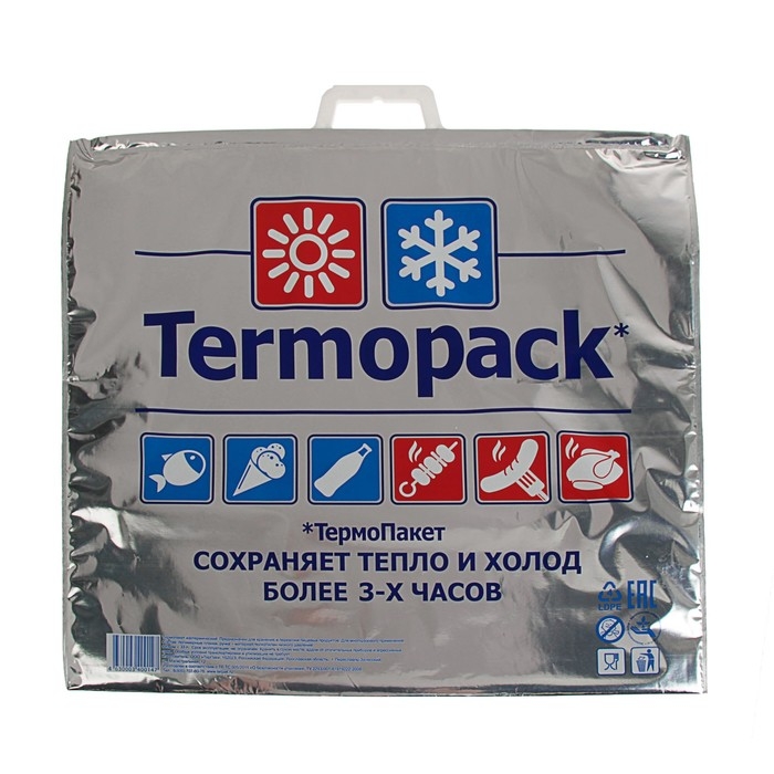 Термопакет двухслойный, металлизированный, 60×55 см, для еды, холодных и горячих продуктов