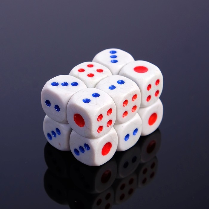 Кубики игральные, 1,6×1,6 см, набор 12 шт.