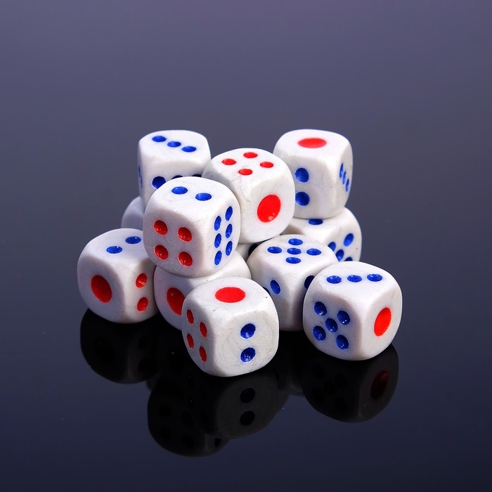 Кубики игральные, 1,6×1,6 см, набор 12 шт.