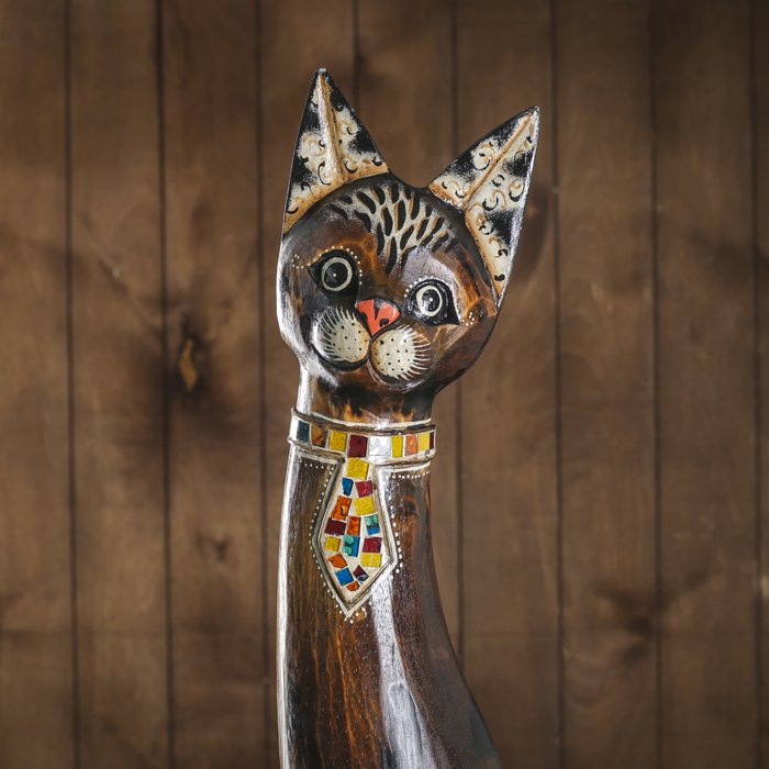 Сувенир «Кошка с бабочками и сердечком на ошейнике», 100×16×7 см, дерево
