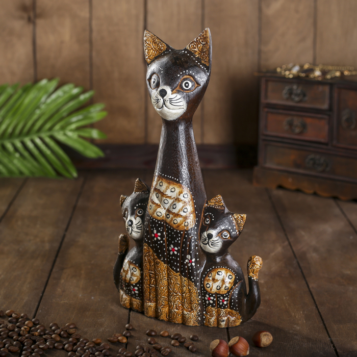 Сувенир «Три кошки с узором», 5×18×30 см, дерево
