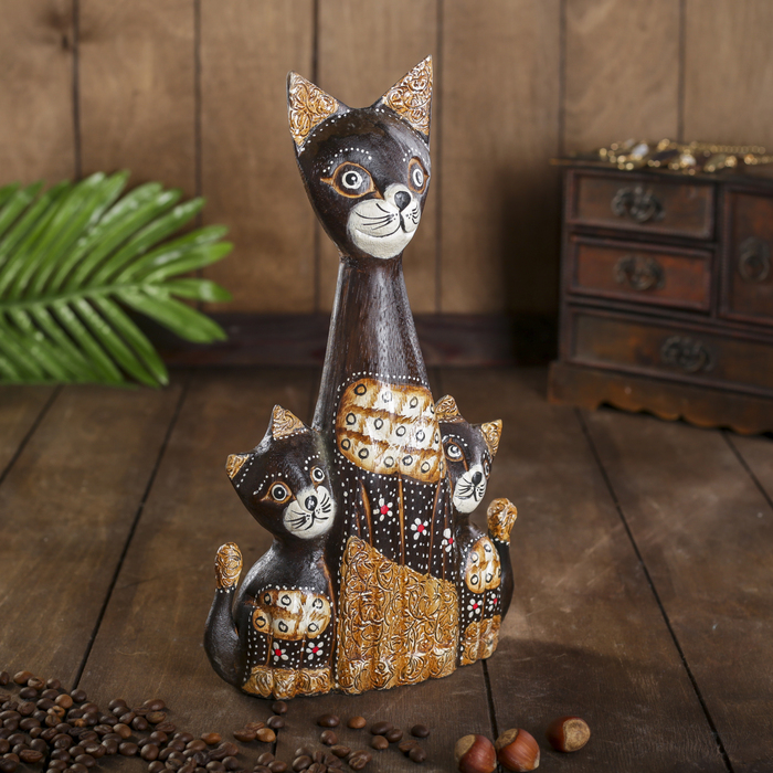 Сувенир «Три кошки с узором», 5×18×30 см, дерево