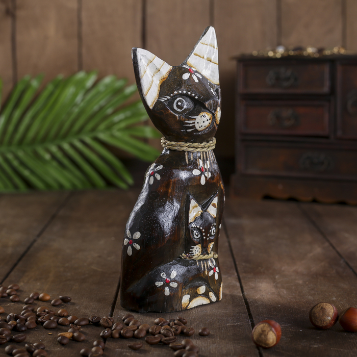 Сувенир «Кошка с котенком», 4.5×8×20 см, дерево