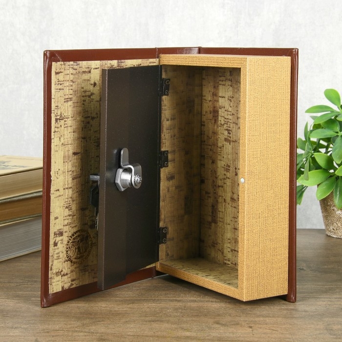 Шкатулка книга-сейф «Ключ к успеху», дерево, искусственная кожа, 24×16×6 см