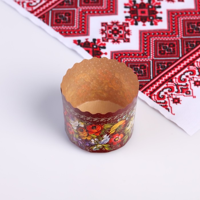 Форма бумажная для кулича «Жостово», 7×6 см, МИКС