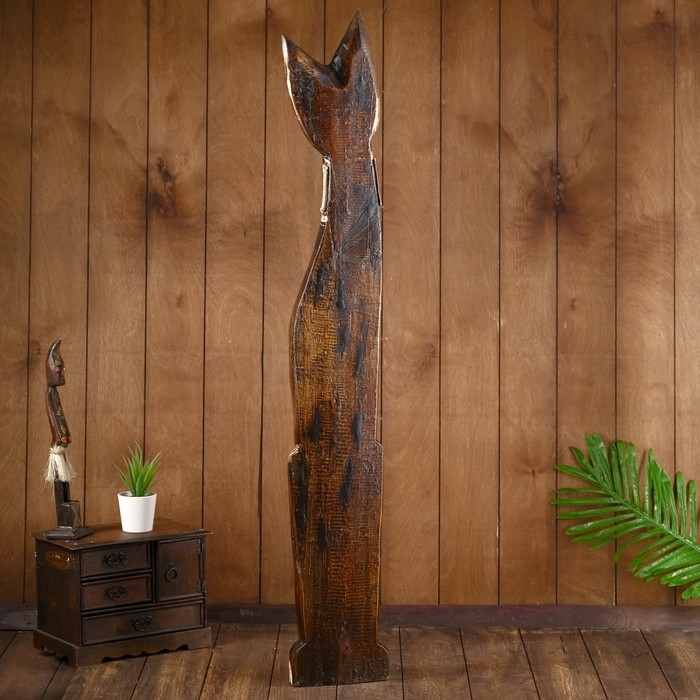 Сувенир «Кошка с бабочками и сердечком на ошейнике», 100×16×7 см, дерево