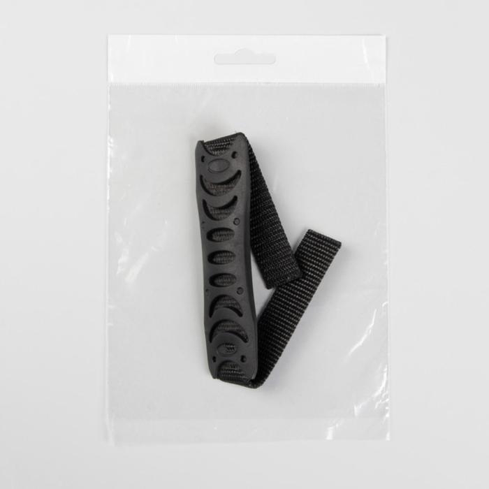 Ручка для сумки плоская, пластик, 12×3 см, на стропе 29 см, чёрная