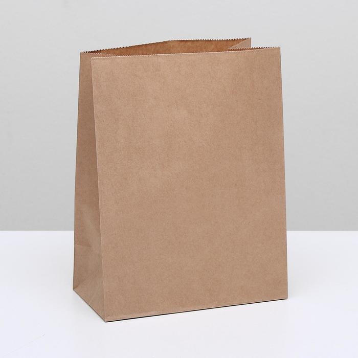 Пакет крафт бумажный фасовочный, прямоугольное дно 22×12×29 см