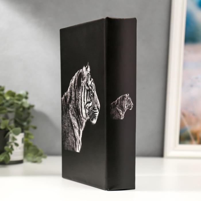 Шкатулка книга-сейф «Тигр», дерево, искусственная кожа, зеркало, 26×17×5 см