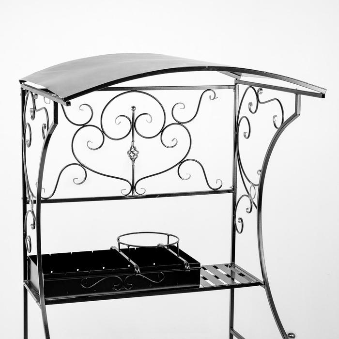 Мангал «Классика», 120×210×40 см, с подставкой под казан, с крышей-навесом