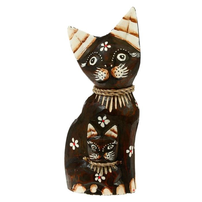 Сувенир «Кошка с котенком», 4.5×8×20 см, дерево