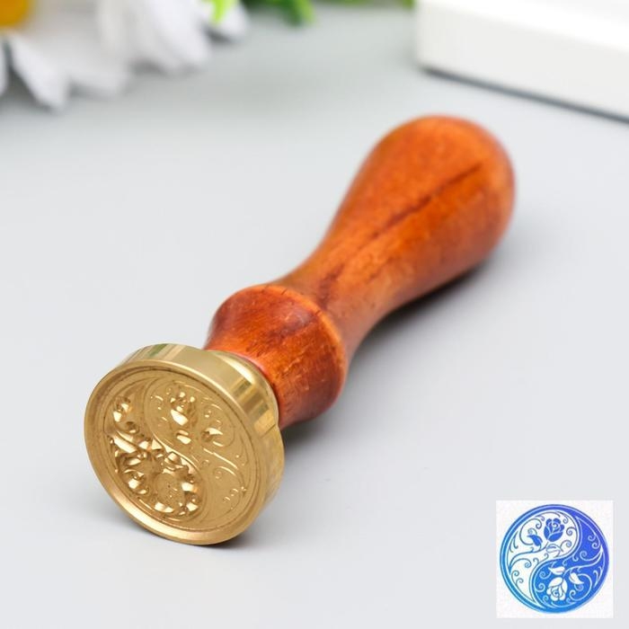 Печать для сургуча с деревянной ручкой «Инь-ян - розы», 9×3×3 см