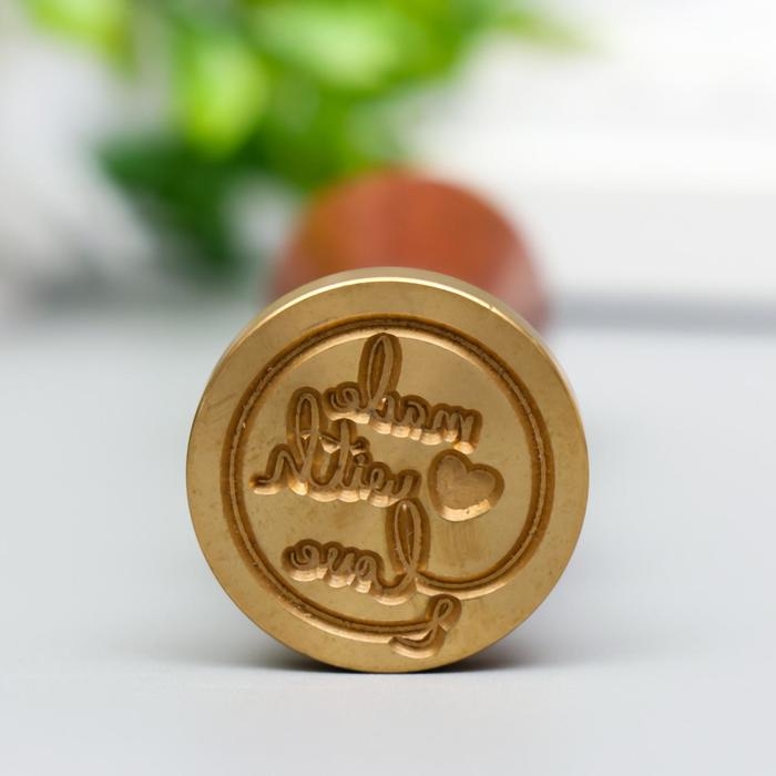Сургучная печать с деревянной ручкой «Made with love», 9×2.5×2.5 см