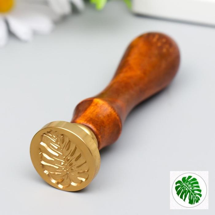 Печать для сургуча с деревянной ручкой «Лист монстеры», 9×2.5×2.5 см