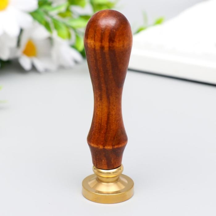 Печать для сургуча с деревянной ручкой «Кот и вьюнок», 9×2.5×2.5 см