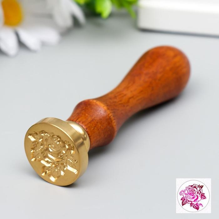 Печать для сургуча с деревянной ручкой «Королевская роза», 9×2.5×2.5 см