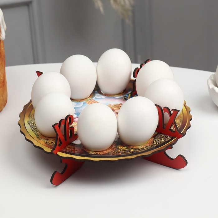 Пасхальная подставка на 8 яиц «Девочка с ягнёнком», 19.5×19.5 см