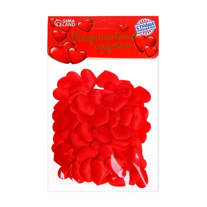 Сердечки декоративные, набор 100 шт., 2 см, красные