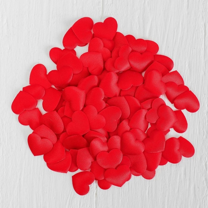 Сердечки декоративные, набор 100 шт., 2 см, красные