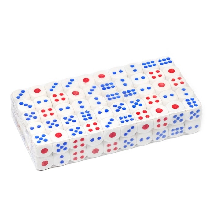 Кубики игральные, 1.4×1.4 см, фасовка 100 шт.
