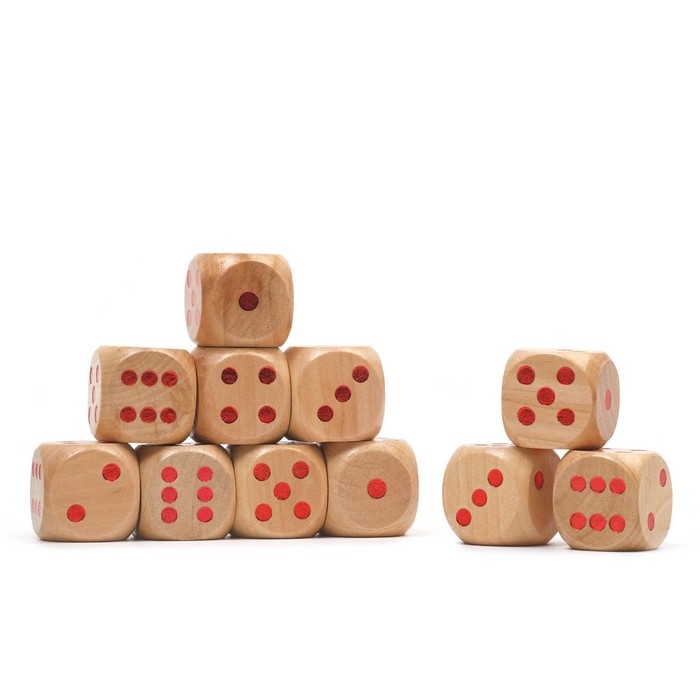Кости игральные кубики, 3×3 см, фасовка 50 шт., деревянные