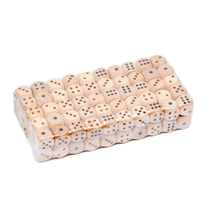 Кубики игральные, 1.4×1.4 см, набор 100 шт., деревянные