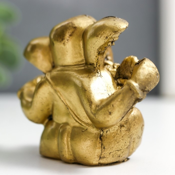 Нэцкэ фигурка «Ганеша», полистоун, под бронзу, 4.8×3×6 см