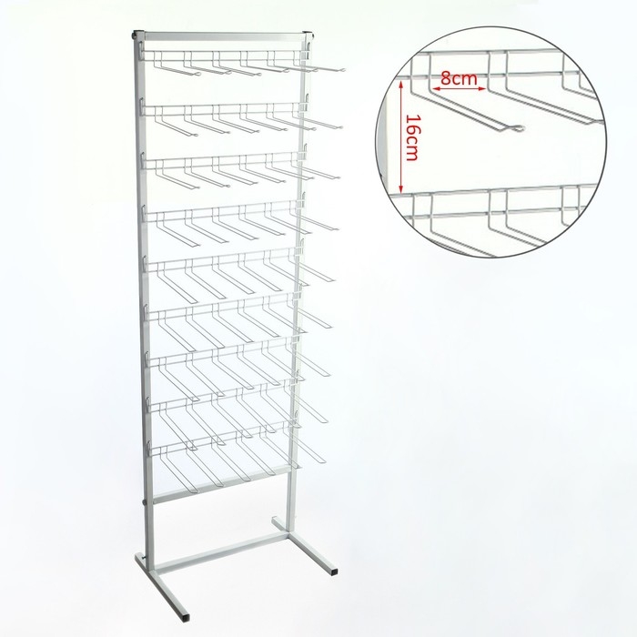 Стойка для семян 60×40×180, 9 ярусов с крючками L25 см, d4 мм, цвет белый