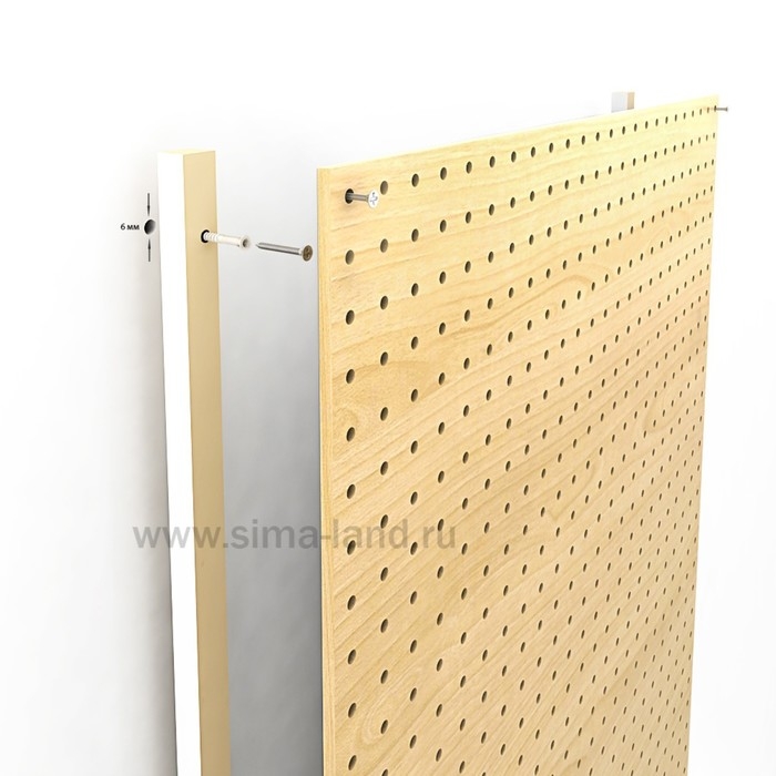 Настенная перфорированная панель односторонняя ДСП, 60×0,6×180 см, шаг 25 мм, цвет чёрный