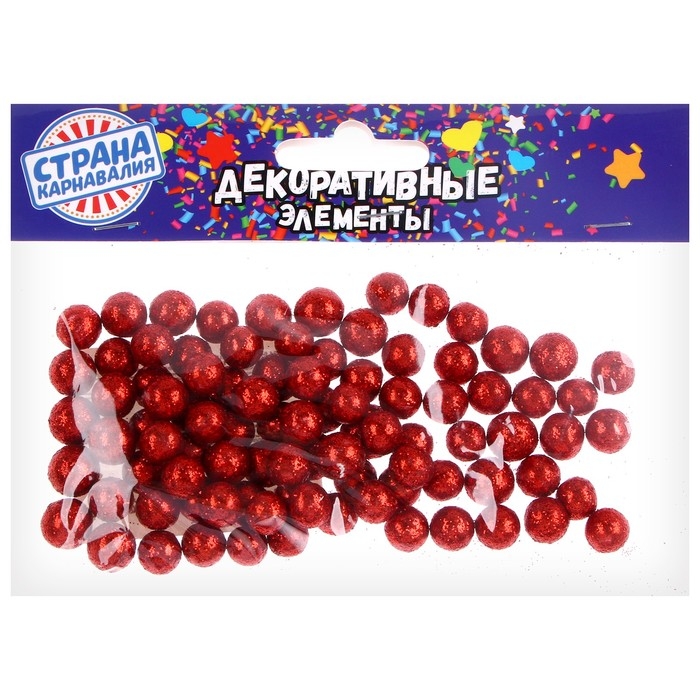 Фигурка для поделок и декора «Шар», набор 55 шт., размер 1 шт.: 0.5 — 1 см, красная