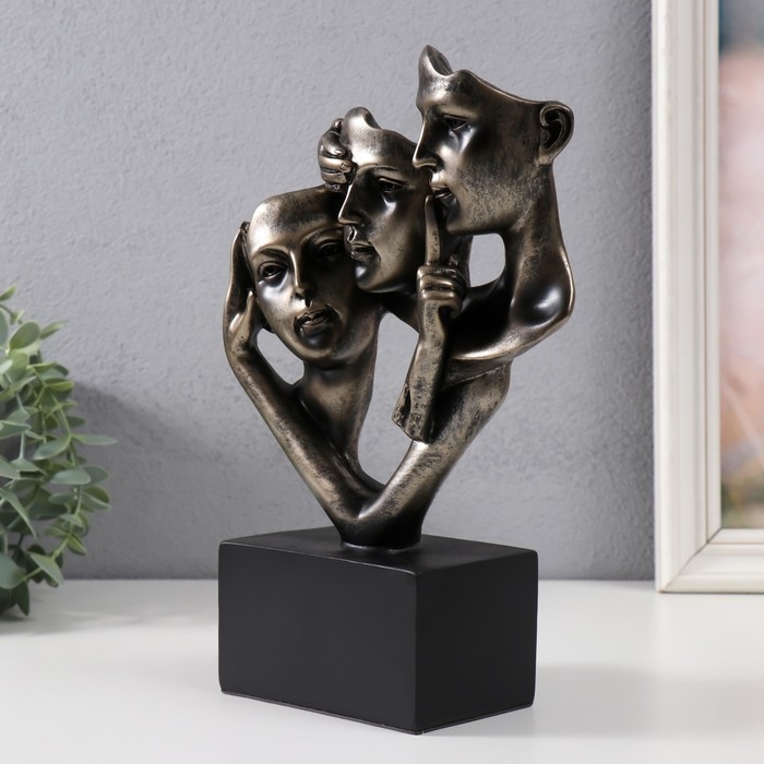 Фигурка полистоун «Бюсты: не вижу, не слышу, не скажу», бронза, 26×18×7.5 см