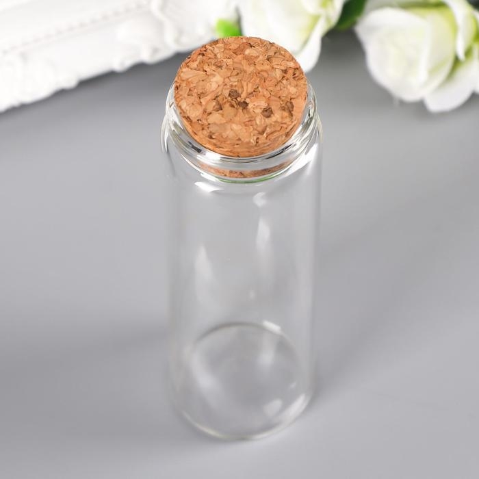 Баночка для хранения декора «Бутылочка с пробкой», стекло, 12×3.7×3.7 см