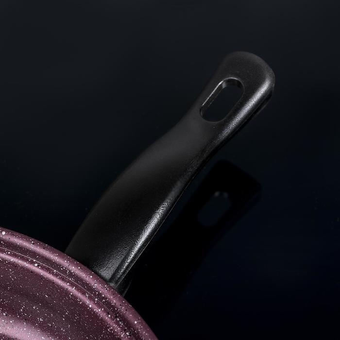 Набор посуды Promo Stone violet: кастрюля 3 л, d=24 см, ковш 1.3 л, сковорода d=24 см, крышки 2 шт., антипригарное покрытие, бордовый
