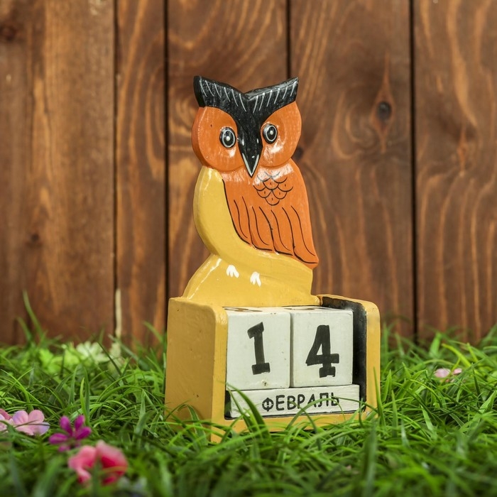 Вечный календарь настольный «Сова», 10.5×5×19 см, дерево