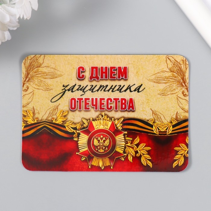 Магнит на холодильник «23 февраля. Защитник», винил, 7×10 см