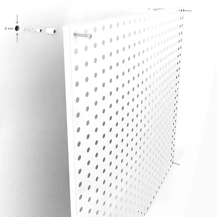 Настенная перфорированная панель односторонняя ДСП, 60×0,6×180 см, шаг 25 мм, цвет чёрный