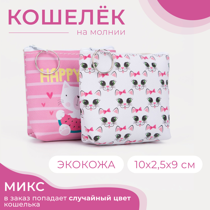 Кошелёк монетница детская на молнии, цвет МИКС