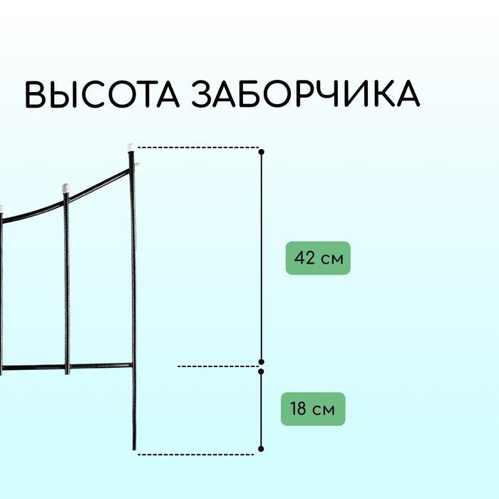 Ограждение декоративное, 60×410 см, 5 секций, металл, бронзовое, «Горизонталь»