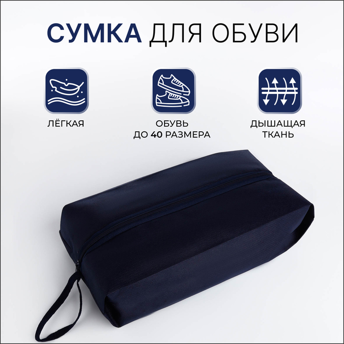 Сумка для обуви на молнии, синяя