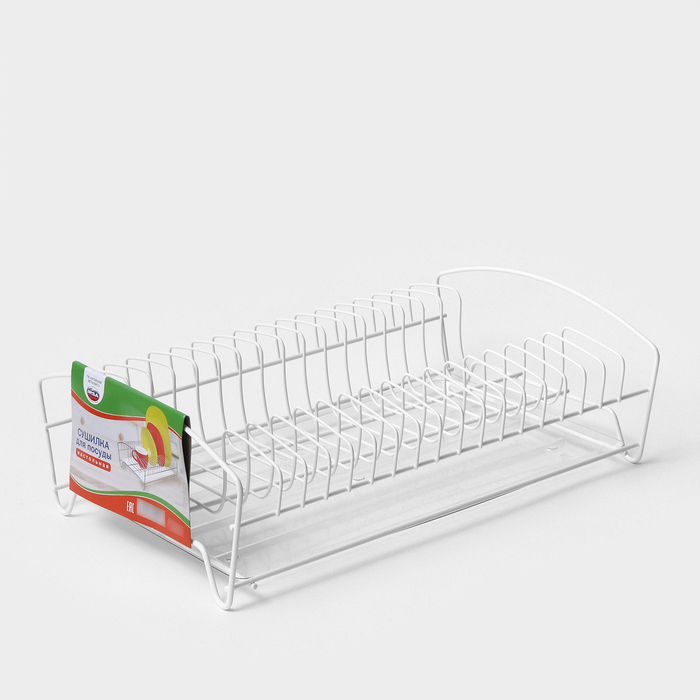 Сушилка для посуды с поддоном, 39×25×12 см, белый