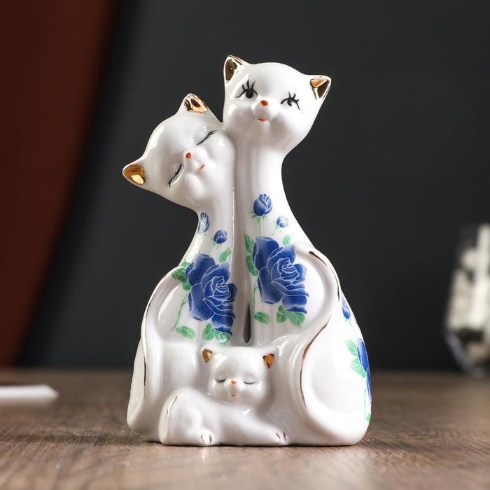 Фигурка керамика «Две кошки с котёнком», 13×8 см