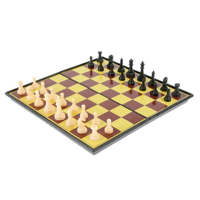 Шахматы, шашки, настольные игры, набор 2 в 1, доска пластик 20×20 см